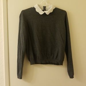 White Scallop Collared Sweater